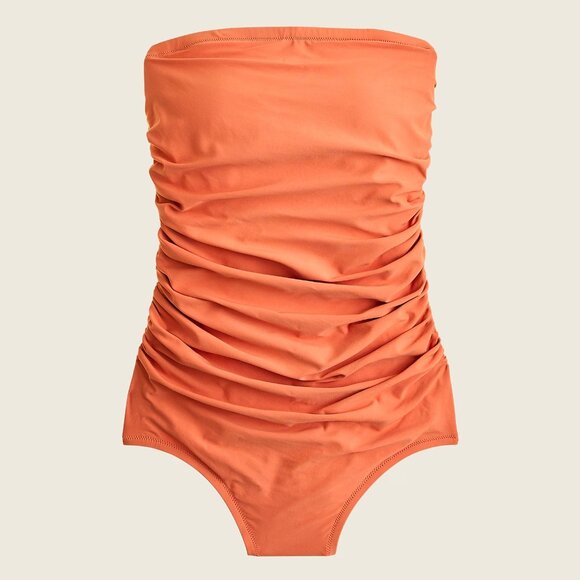 J. Crew Strapless Ruched Bandeau One-piece Swimsuit Size 4 - Picture 3 of 7